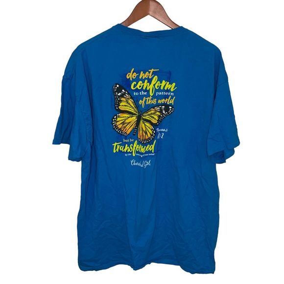 Fruit of the Loom Tops - Cherish Girl T-shirt Butterfly Women 2XL Blue